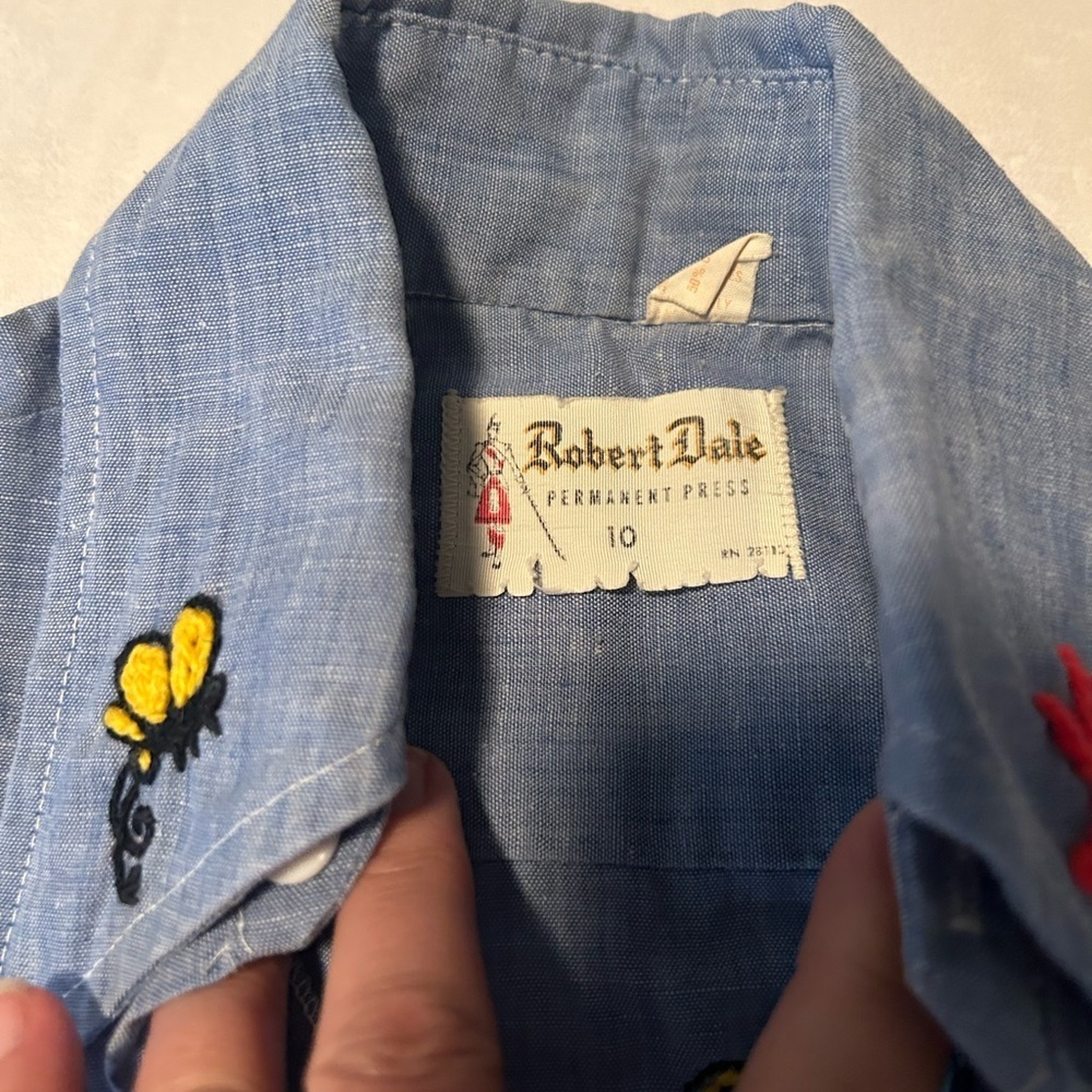 Robert Dale Chambray shirt with embroidery size 10 - Picture 7 of 8